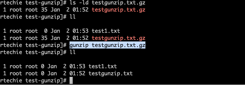 gunzip command in Linux with examples